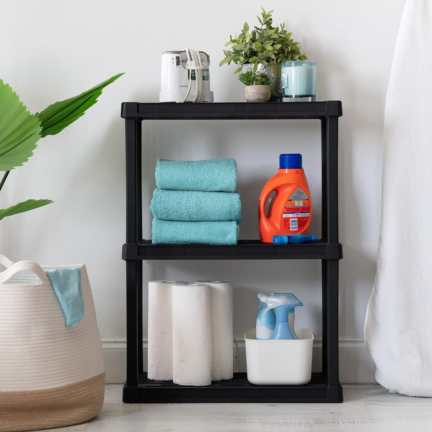 Ivy Bronx 3Tier Heavy Duty Plastic Shelving Unit, 33" Tall, Black